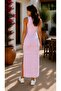 Women's Crew Neck Maxi Dress with Slit Detail - 4