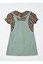 Girl's Leopard Patterned Shirt and Gilet Skirt Set, Two-Piece Set, Ages 3-6 - 3