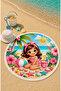 Tropical Beach Girl Round Children's Beach Towel Pink 150 cm