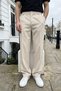 Salto Double Fabric Pleated Men's Cream Baggy Trousers Wide Leg Pants - 5