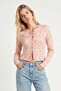 Floral Patterned Buttoned Seasonal Blouse Lub0358 Pink - 4