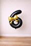 Gold Bow & Black 6 Number Foil Balloon Set