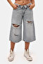 Women's Denim Color 12S6-159 Straight Fit Maxi Bermuda Denim Shorts