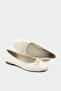 Juliet Bowknot Genuine Leather Flat Women's Ecru Ballerinas - 3