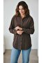 Women's Button Front Collar Back Long Front Short Tansel Tunic Shirt - 2