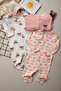 100% Cotton Baby Girl 3-Piece Jumpsuit Set Without Booties, Cow Pattern - 6