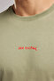 Kwasi Men's Loose 100% Cotton Printed Crew Neck T-Shirt Green - 5