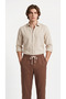 Men's Brown Comfortable Fit Linen Muslin Trousers Lightweight Casual Thin Fabric with Back Pockets - 6