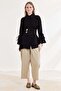 Imported Premium Fluid Fabric Shirt with Wide Belt and Flared Sleeves - 5