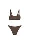 Light Brown Ribbed Square Neck Bikini - 2