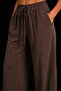 Brown Draped Tencel Trousers with Elastic Waist - 2