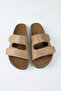 Vega Men's Vegan Leather Double-Strapped Velcro Mink Slippers
