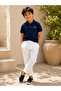 Boy's Red Polo Collar T-Shirt White Linen Look Pants Summer Top and Bottom Set - 5