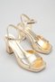 Gold Platform Chunky Heel Women's Sandals - Stylish Evening Dress and Wedding Shoes with Ankle Strap