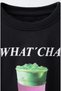 Girl's Black Crew Neck What'Cha T-Shirt - 3