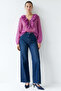 Regular Blouse with Ornamental Stitching on the Collar and Lace-Up Detail - 5