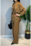 Stone Detail Shirt Trouser Set 5130 Camel - 3