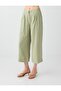 Khaki Relaxed Fit Wide Leg Striped Modal Woven Trousers - 4