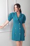 Women's Double-Breasted Collar Self-Tied Double Crepe Short Jacket Dress - 2
