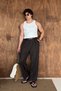 Men's Pleated Extra Baggy Fit Striped Fabric Trousers - 6