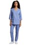 DEEs fashion Professional Scrub Medical Uniform with Piping, Housemaid uniform 3/4 Sleeve Top and Pants Set (blue, XXL)