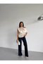 Women's Cream One-Shoulder Asymmetrical Cut Satin Blouse Hzl26W-Fry121171 - 2