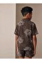 Boy's Muslin Shirt and Shorts 2-Piece Set Brown - 2