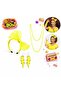80S 90S Neon Yellow Party Set – Necklace Earrings Crown - 3