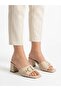 Women's Cream Buckle Detailed Thick Heeled Slippers - 2