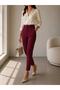 Narrow Leg Belt Detailed Fabric Trousers