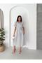 Women's Belted Polka Dot Balloon Sleeve Midi Summer Shirt Dress - 4
