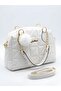 Quilted Women's Shoulder and Hand Bag – Gold Detailed, Stylish and Convenient, with Strap, 28X22 cm
