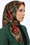 Women's Khaki Floral Patterned Organic Cotton Soft Scarf