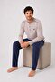 Men's Long Sleeve 100% Cotton Pajama Set Beige - 4