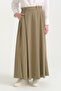 Pile Detailed Elastic Waist Skirt - Khaki - 2