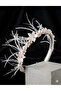 Elegant Crown with Feathered Pearls and Floral Details - Bridal, Maternity Crown, Engagement, Outdoor Shooting Accessory