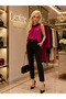 Fuchsia Chiffon Sequined Collared Stylish Blouse ✨ - 3