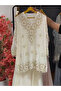 White Georgette Embroidered Palazzo Set with Dupatta - HRT7802 | White - 2