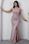 Halter Neck Slit Glitter Dress Drp0013 - 6