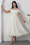 Heart Neck Bust and Hem Ruffled Evening Dress BAL139 - 5