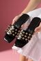 Virella Black Wrinkled Patent Leather Troc Women's Daily Slippers - 3
