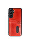 Samsung Galaxy A15 4g Compatible Case Sara Leather Case with Business Card Holder - Red - 4