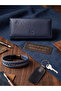 Louvre Magnetic Genuine Leather Wallet with Phone Compartment, Hand Strap and Keychain Set, Father's Day Gift