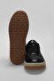 Genuine Leather Lace-Up Comfortable Women's Casual Sneakers - Black - 5
