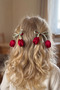 Double Tulip Clip Hairpin for Baby Girls and Children, Red Ecru Purple Salmon - 3