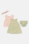 Toddlers Girl 4Pcs Floral Print Dress And Panty with Headband Set, Multicolor - 2