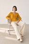 Mustard V-Neck 100% Organic Cotton Buttoned Women's Knitwear Cardigan