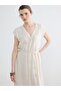 Lcw Everyday Ecru V-Neck Belted Textured Dress - 2