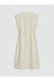 Lcw Everyday Ecru V-Neck Belted Textured Dress - 6