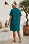 Blue-Green Shirt Collar Short Sleeve Patterned Casual Viscose Woven Dress 105 65 - 7